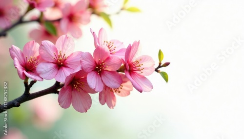 Delicate floral clusters on Adenium tree branches, flora, white background