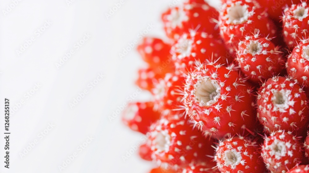 Vibrant Red Cacti in Macro Focus Showcasing Unique Texture and Details Vibrant Red Cacti in Macro Focus Showcasing Unique Texture and Details