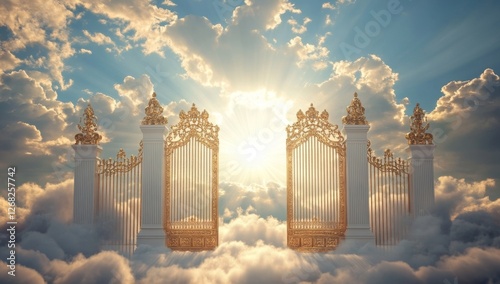 Heavenly Golden Gates Open in Cloudscape photo