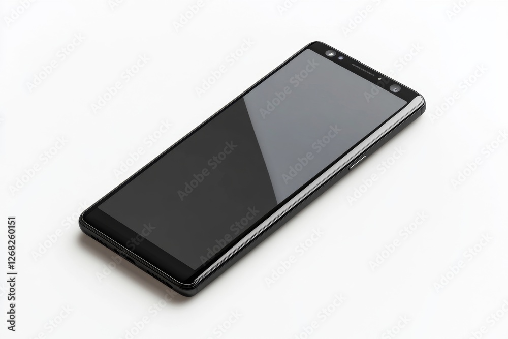 Black smartphone on white background, mockup, studio Black smartphone on white background, mockup, studio