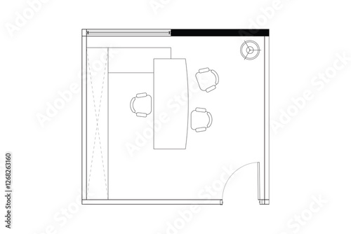 Modern Office Manager Room Layout – 2D Vector Interior Design. 2