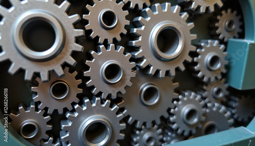 Wallpaper Mural Interconnected Metallic Gears in Complex Arrangement Torontodigital.ca