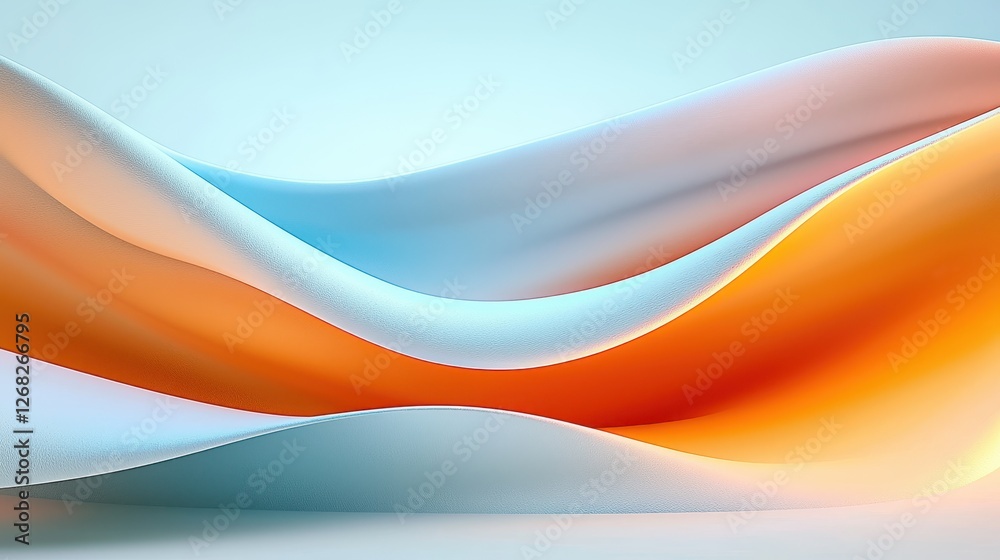 Obraz premium Abstract Waves of Blue Orange and White