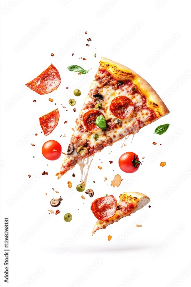 Delicious pizza bursting with flavor and ingredients Delicious pizza bursting with flavor and ingredients