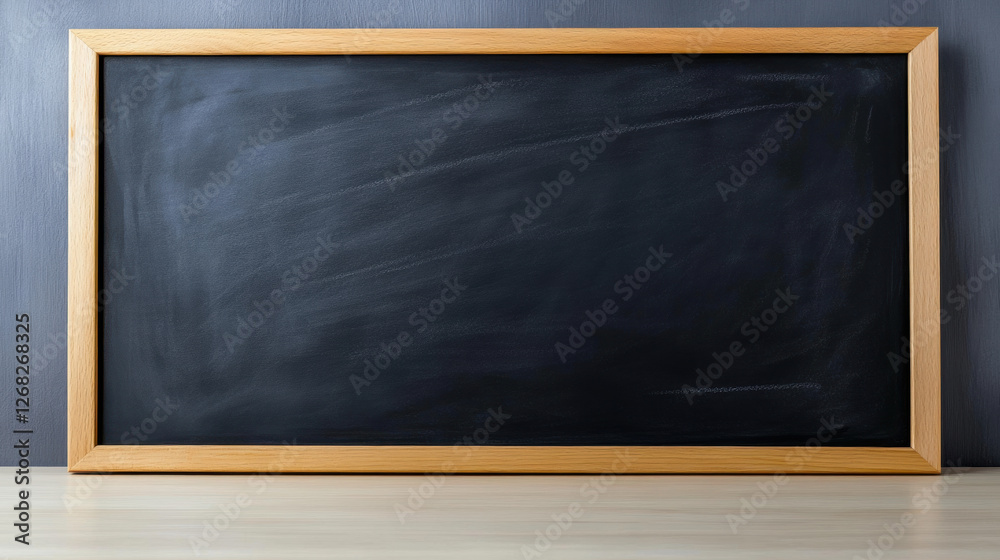 Minimalist blackboard with wooden frame, perfect for notes and drawings. Ideal for classrooms or home offices Minimalist blackboard with wooden frame, perfect for notes and drawings. Ideal for classrooms or home offices