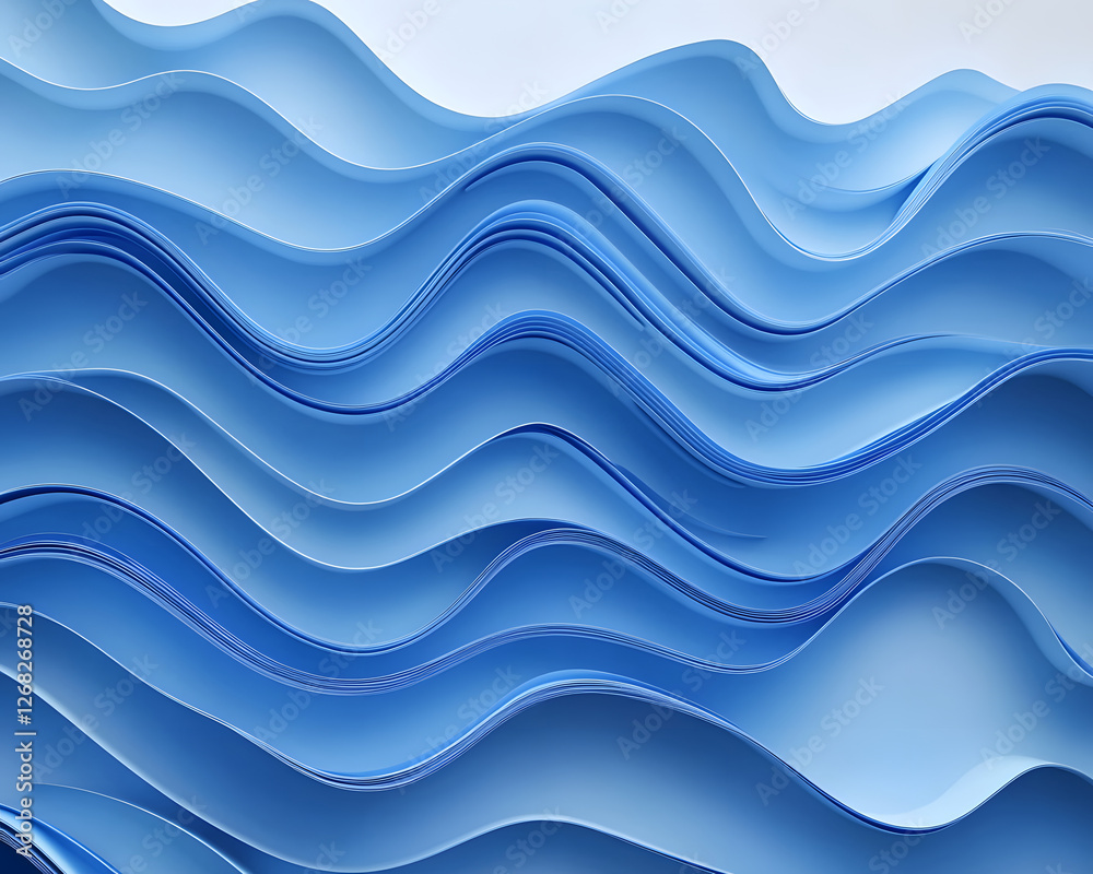 Layered Wavy Paper Abstract in Blue Layered Wavy Paper Abstract in Blue