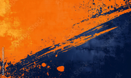 Sunset orange and dark blue grunge background with space for text creates a vivid, dynamic composition