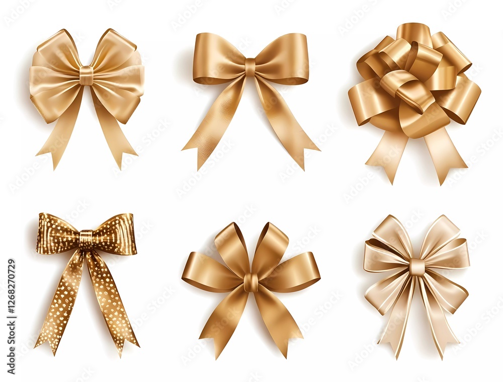 Set of golden ribbons isolated on a white background, vector illustration design for web banners and presentations. Set of golden ribbons isolated on a white background, vector illustration design for web banners and presentations.