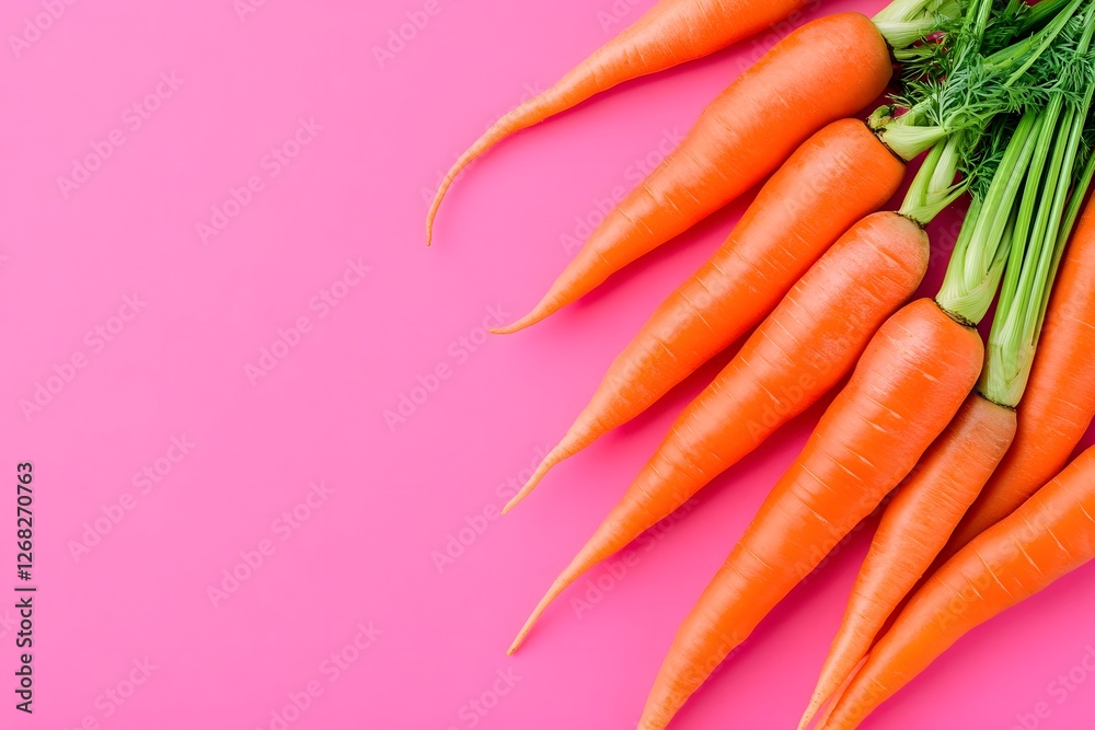 Orange Carrots on Pink Background Orange Carrots on Pink Background