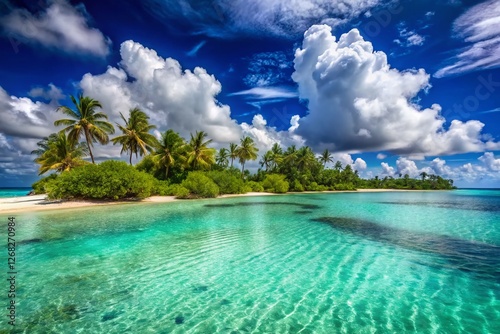 Rangiroa Atoll Lagoon: Panoramic Motu Island Shore, Turquoise Waters, French Polynesia