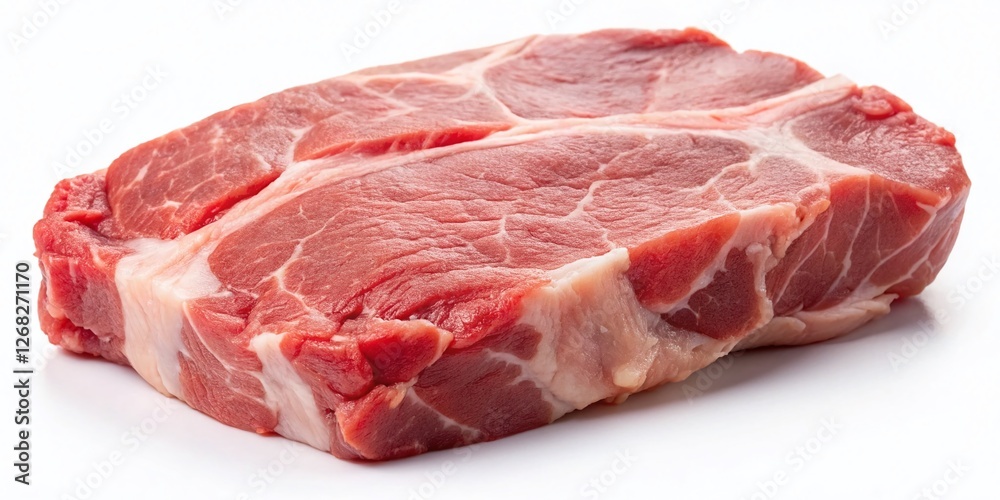 Raw Pork Meat, Fresh Pork, Isolated White Background, Clipping Path, Butcher Shop Raw Pork Meat, Fresh Pork, Isolated White Background, Clipping Path, Butcher Shop