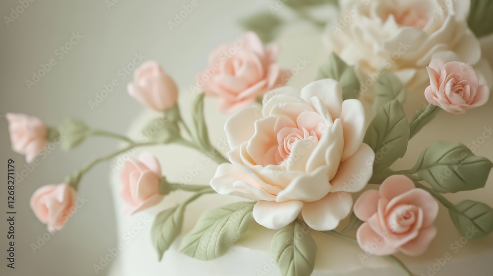 Pastel Pink And White Sugar Rose Cake Decoration Pastel Pink And White Sugar Rose Cake Decoration