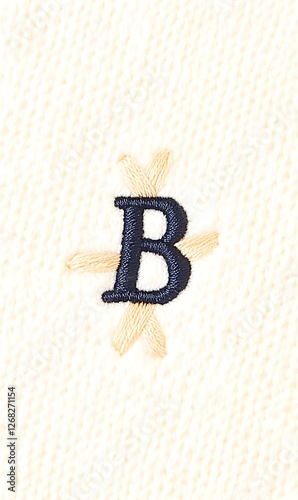 A close-up perfectly centered front-facing embroider A,B,C,D