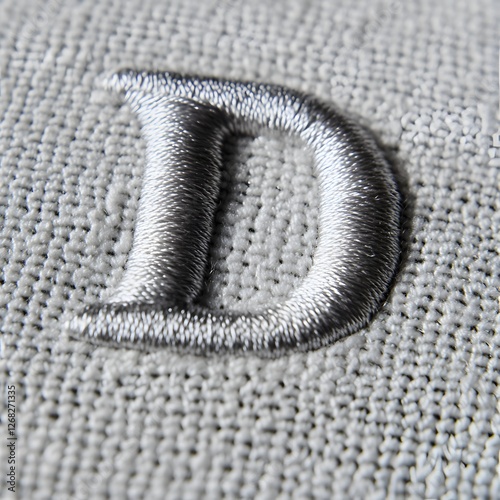A close-up perfectly centered front-facing embroider A,B,C,D