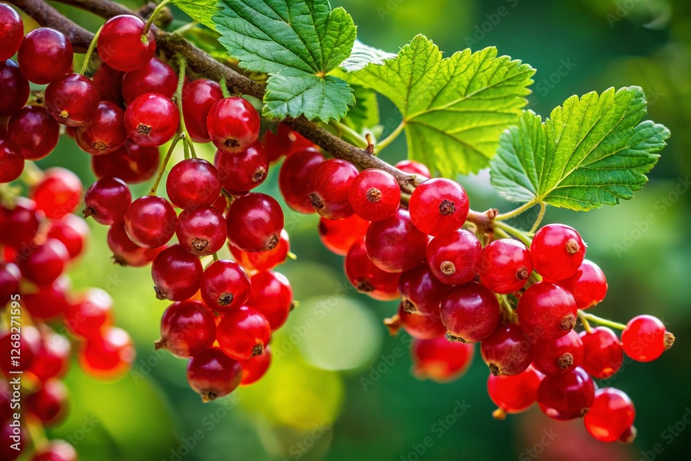Red Currant Branch, Vibrant Berries, Summer Fruit, Close-up Photography Red Currant Branch, Vibrant Berries, Summer Fruit, Close-up Photography