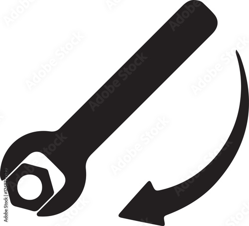 Illustration of a wrench with an arrow pointing in a direction