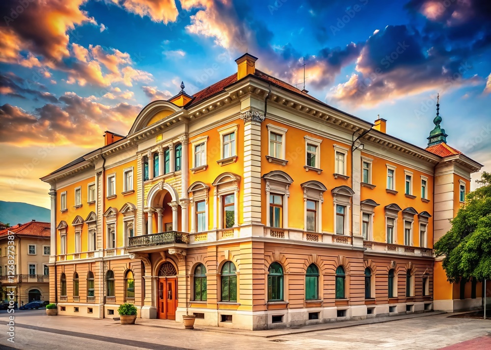 Fototapeta premium Retro Yugoslav Architecture, Balkan Nostalgia, Eastern European Cityscape