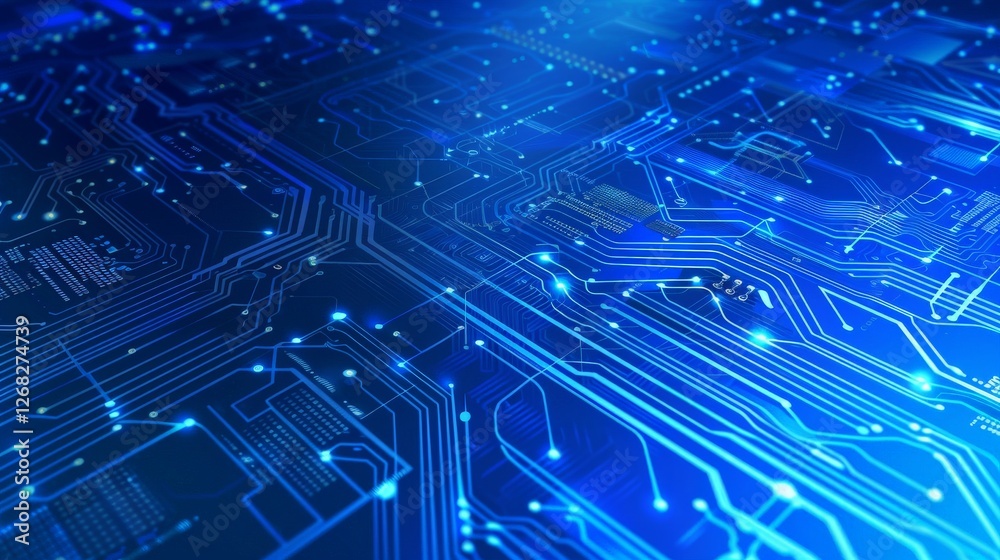 A blue background with digital circuit patterns with A blue background with digital circuit patterns with