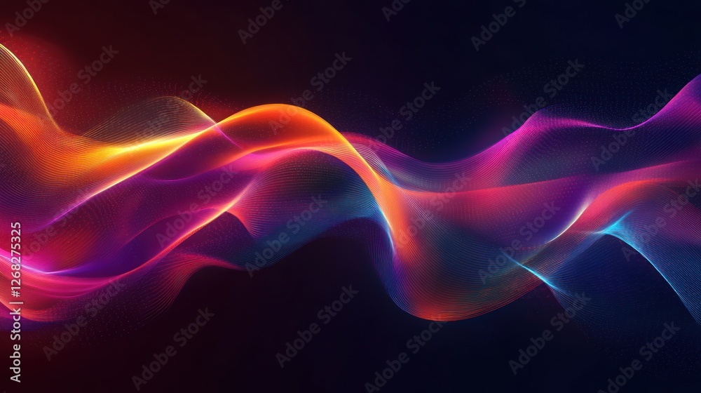 Abstract colorful energy waves, dark background, digital art, website banner Abstract colorful energy waves, dark background, digital art, website banner