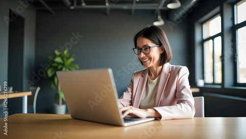 Smiling young middle eastern business woman specialist working focused on laptop computer. Middle aged latin hispanic investor,  using pc for analysing. 