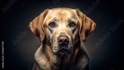 Wallpaper Mural Sad Beige Labrador Retriever Dog Portrait, Night Photography, Black Background Torontodigital.ca