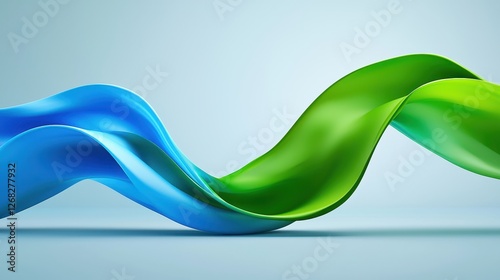 Abstract Blue And Green Wavy Fluid Forms