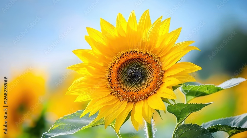 Obraz premium A Vibrant Sunflower Blooms Brightly In A Sunny Field