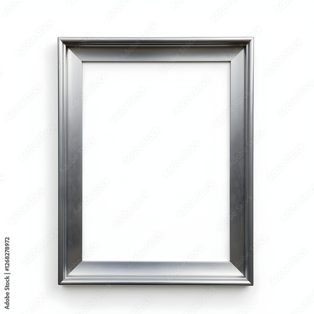silver metallic frame with copy-space, isolated on white, background silver metallic frame with copy-space, isolated on white, background