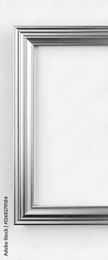 silver metallic frame with copy-space, isolated on white, background silver metallic frame with copy-space, isolated on white, background