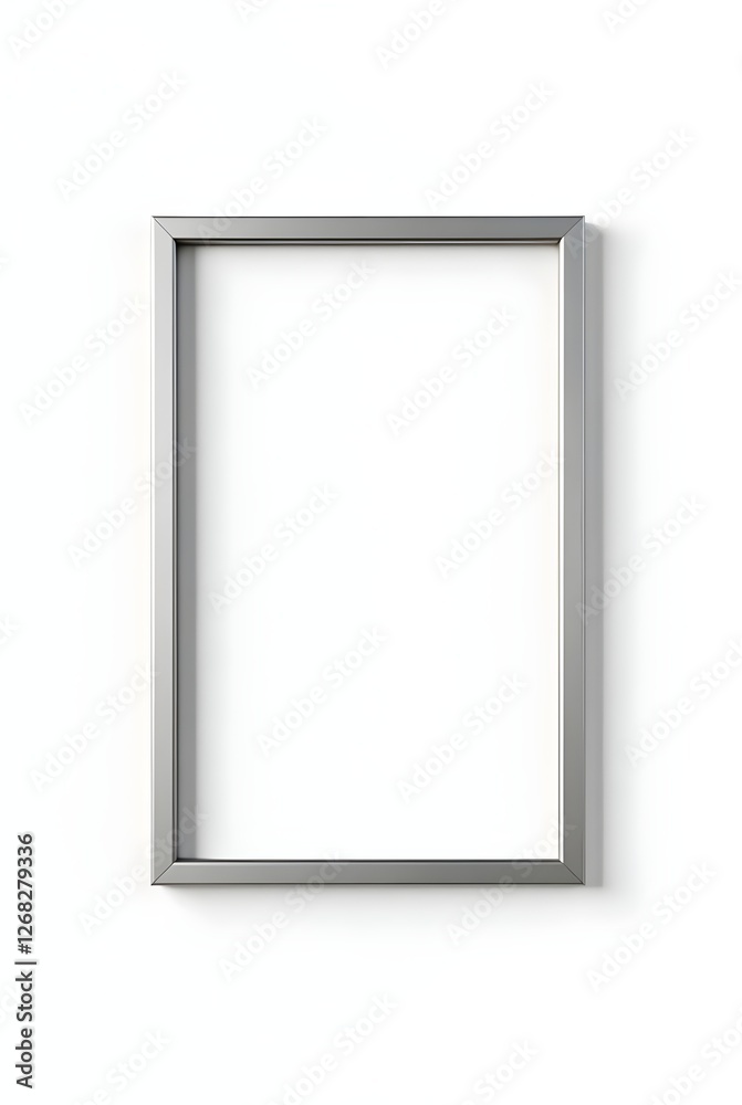 silver metallic frame with copy-space, isolated on white, background silver metallic frame with copy-space, isolated on white, background