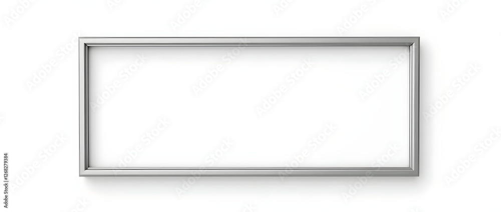 silver metallic frame with copy-space, isolated on white, background silver metallic frame with copy-space, isolated on white, background