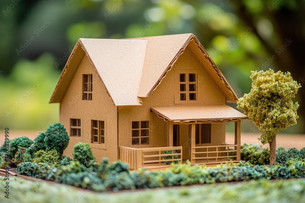 Miniature Cardboard House Model Miniature Cardboard House Model