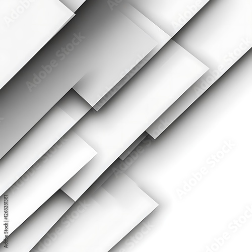 Wallpaper Mural Abstract grayscale layered geometric design with shadows Torontodigital.ca
