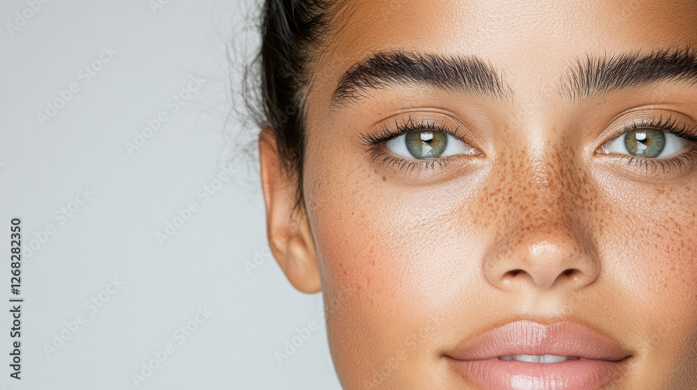 Radiant natural makeup style with light mascara and glowing skin Radiant natural makeup style with light mascara and glowing skin