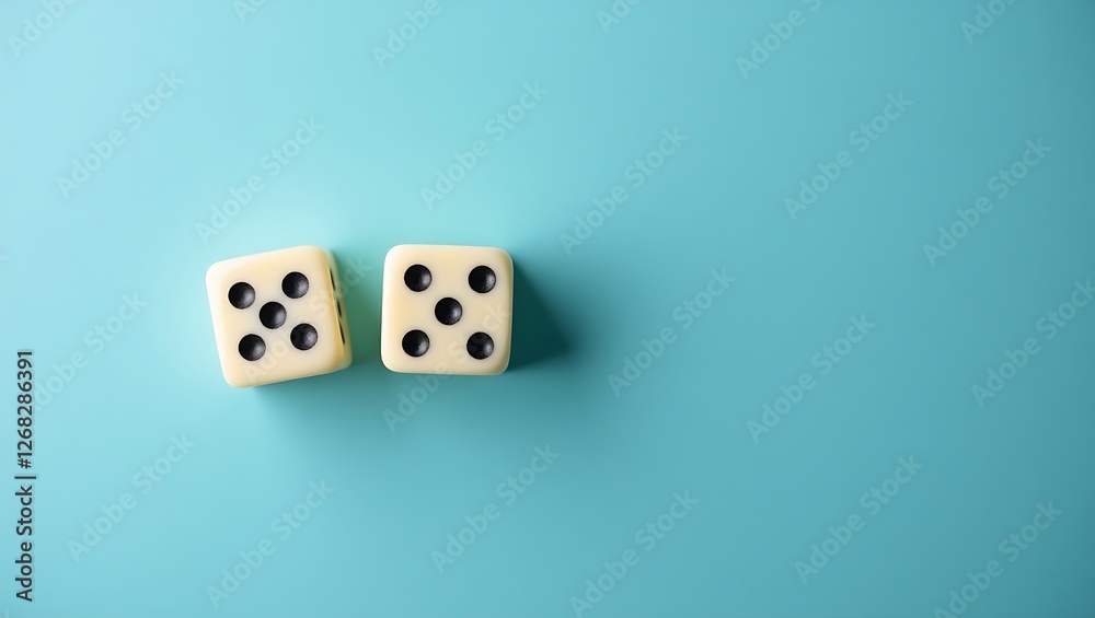 two white dice on a blue background two white dice on a blue background