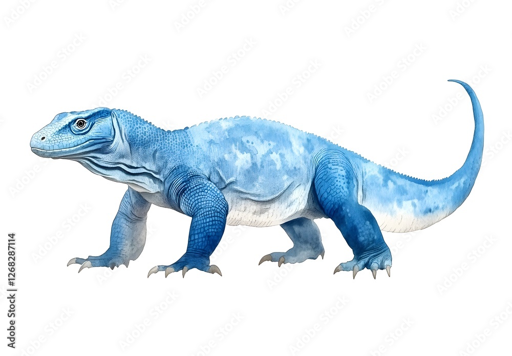 Obraz premium Majestic Azure Komodo Dragon: Watercolor Wonder