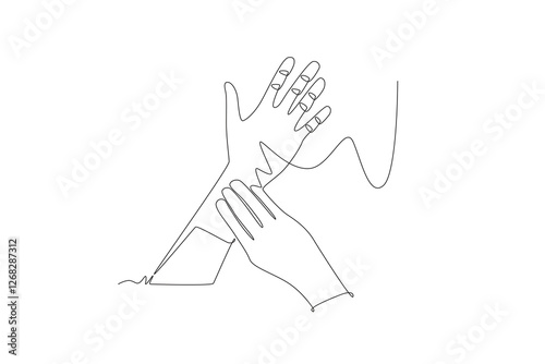 Hand checking pulse. Counting pulse concept one-line drawing