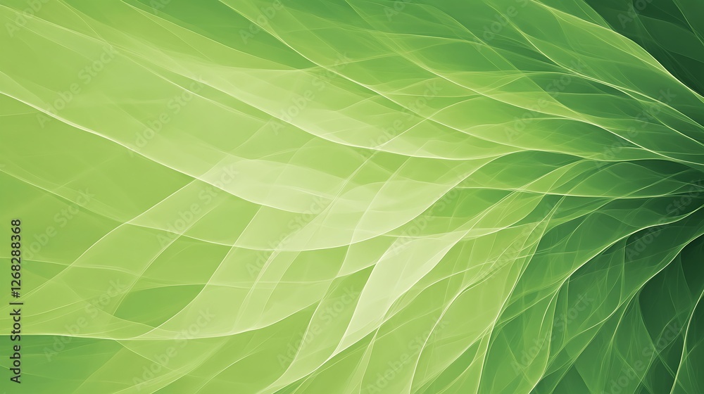 Obraz premium Serene Green Abstract: Flowing Lines, Calming Hues, Peaceful Vibe