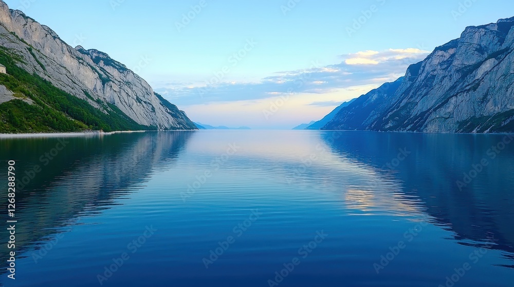 Serene Mountain Lake Reflecting Tranquil Skies Serene Mountain Lake Reflecting Tranquil Skies
