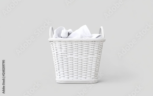 White Woven Basket Filled with Soft Blankets