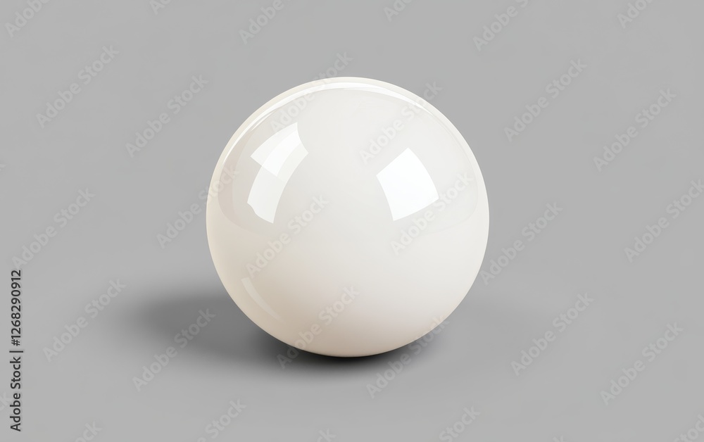 Glossy White Sphere on Neutral Background Surface Glossy White Sphere on Neutral Background Surface