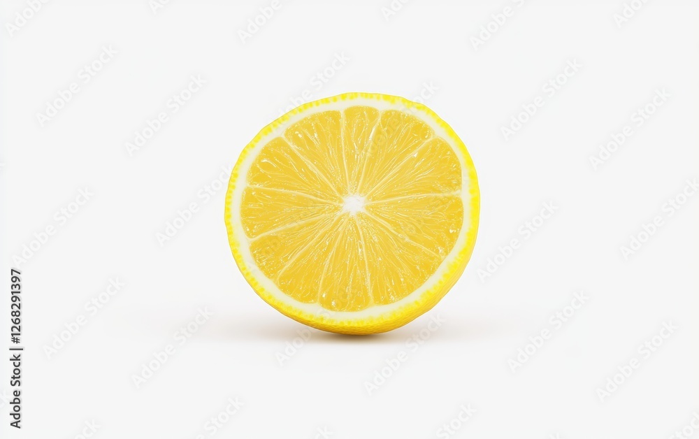 Fresh Yellow Lemon Slice on White Background Fresh Yellow Lemon Slice on White Background