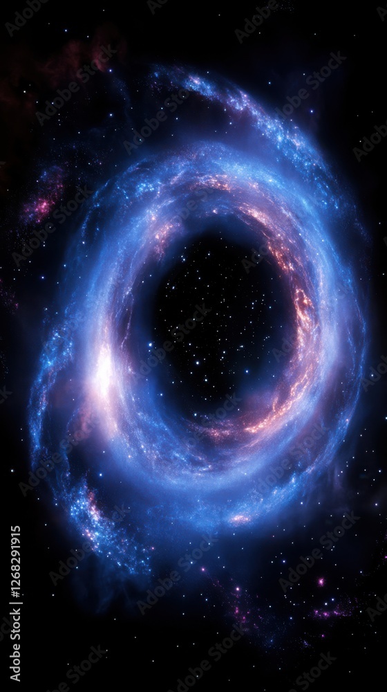 Obraz premium Rotating galaxy with stars and glowing nebulae, galaxy spinning with glowing stars. Vertical