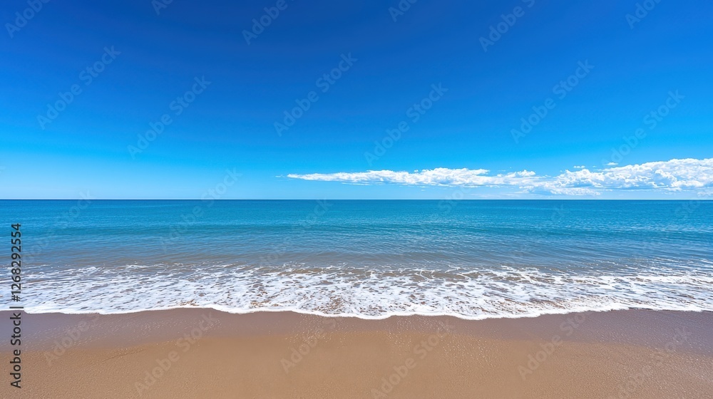 Tranquil Beach Scene Under a Summer Sky Tranquil Beach Scene Under a Summer Sky