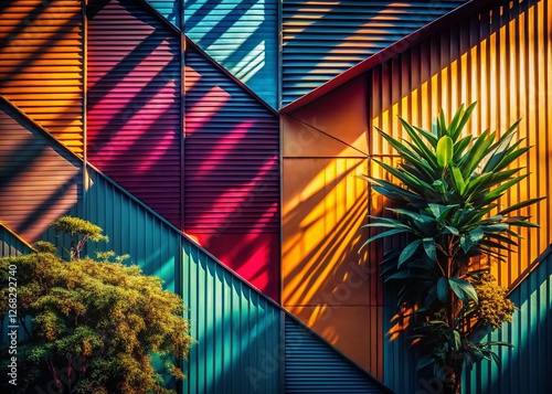 Stylish Geometric Nature Backdrop with Deep Shadows - Urban Exploration Photography