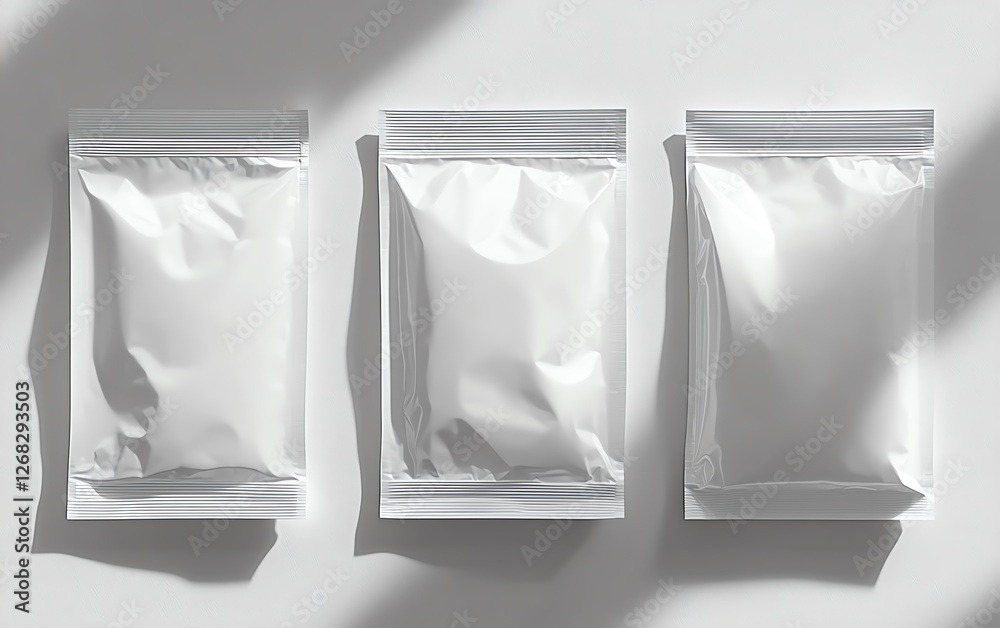 Photorealistic white plastic bag mockup, soft matte finish, top view angle, clean shadows, ultraHD presentation, minimalist design focus Photorealistic white plastic bag mockup, soft matte finish, top view angle, clean shadows, ultraHD presentation, minimalist design focus