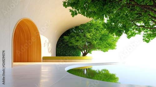 Modern Architectural Design With Lush Greenery And Pool