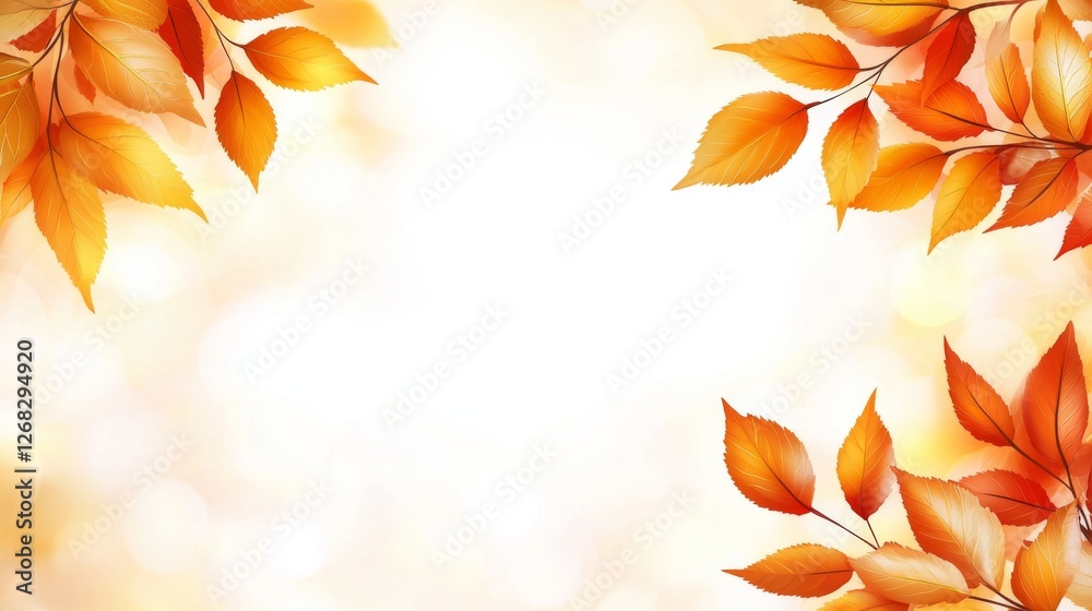 A vibrant backdrop of autumn leaves in warm shades of orange and yellow, creating a serene and inviting atmosphere.