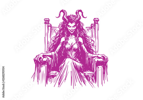 Lilith Demon Queen hand drawn sketch vector