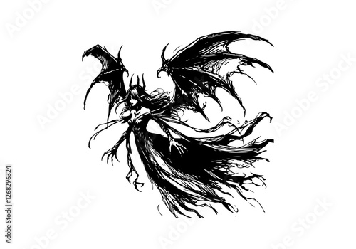 Lilith Demon Queen hand drawn sketch vector